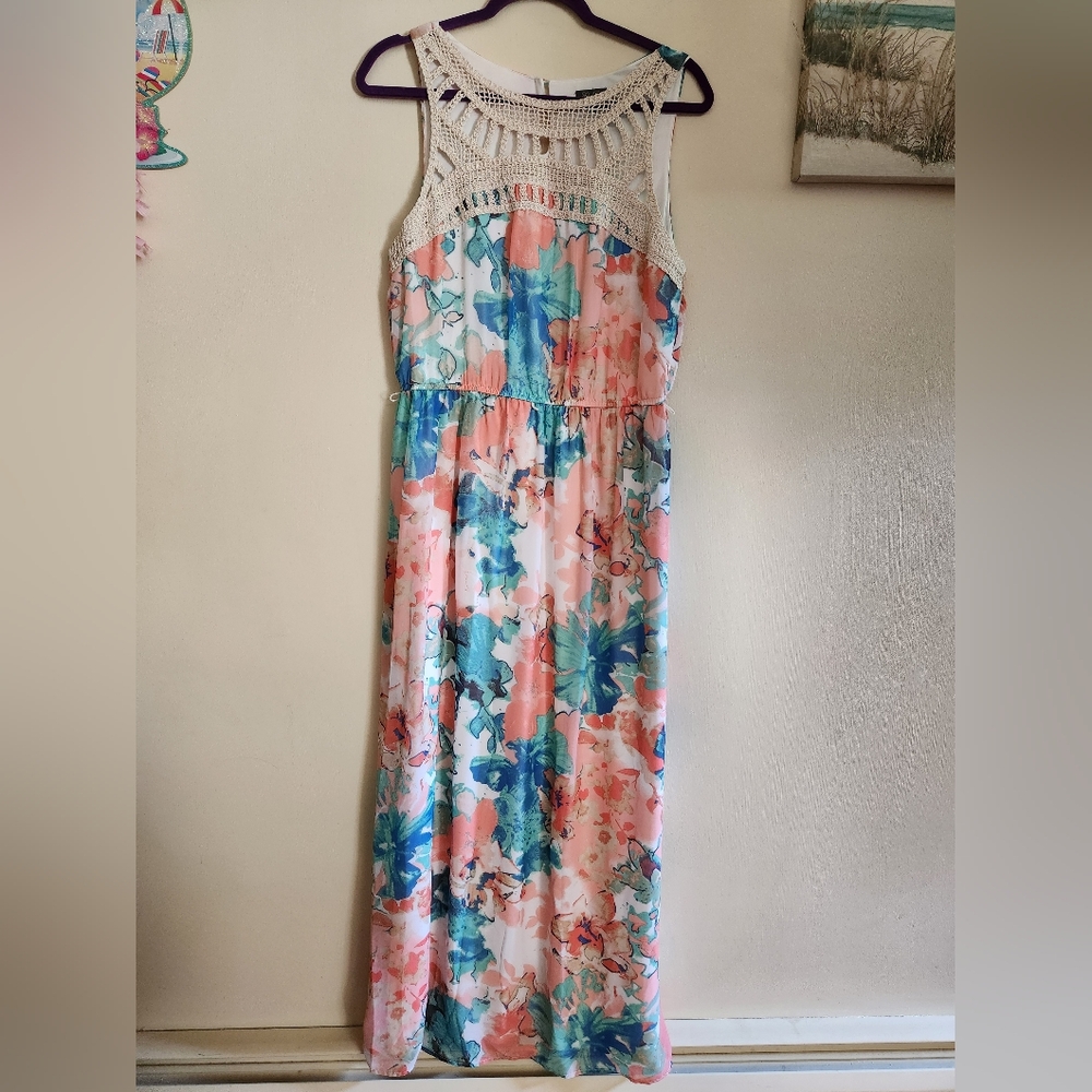 Lily Rose Floral Maxi Summer Dress XL *defects*